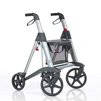 Teerwere Rolling Walker Folding Walking Frame with Wheels, Lightweight Mobility Walking Frame for Adult Seniors, Adjustable Height Walking Frame Elderly Foldable Super Wide Front Wheel Walker Wit