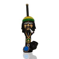 Handmade Tobacco Pipe Horror movies (Bob Marley With Sunglasses And Hat And Peace Sign)