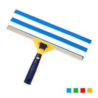 Shower Squeegee 14‘’ Stainless Steel Shower Squeegee Window Cleaner Tools for Shower Doors, Bathroom, Window and Car Glass with 2 Free Replacement Microfiber Rubber Strips (D-Squeegee-Yellow)