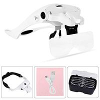 Head Magnifying Glass Loupe Headband with LED Light Hands-Free Headset Magnifier Magnification Glass for Close Work,Sewing,Reading, Repair, Jewelry,Crafts,Hobby