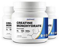 Nutricost Creatine Monohydrate 500G (3 Pack) - 5000mg Per Serv, 500G and 400 Servings Each - Pure Creatine Monohydrate - Explosive Energy & Power