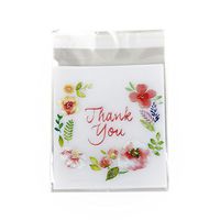EOPER 100 Pieces Flower Pattern Cookie Packaging Bag Wedding Birthday Party Craft Self-Adhesive Plastic Biscuit Packaging Gift Bag