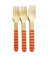 Perfect Stix Chevron Forks 158 36- Orange Printed Wooden Forks with Orange Chevron Pattern, 6" (Pack of 36)
