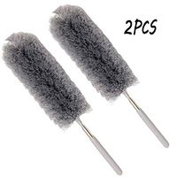 ZUEN 2PCS Extendable Duster for High Ceilings, Good Grips, Anti-Static, Cobweb Feather Duster with Extra-Long Handle Attracts and Holds Dust,Gray