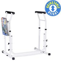 Vaunn Medical Bathroom Adjustable Height Toilet Rail Grab Bar and Commode Safety Frame Handle