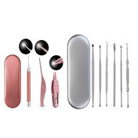 HenMerry Multifunction Ear Care Tool Kit, 3 Type of LED Lighted Ear Pick Ear Wax Removal Tools Flashlight Ear Spoon Tweezer Nose Cleaning Nipper+6 PCS Stainless Steel Ear Spoon for Kids Adult Gift