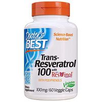 Doctor's Best, Trans-Resveratrol with Resvinol, Non-GMO, Vegan, Gluten Free, Soy Free, 100 mg, 60 Veggie Caps