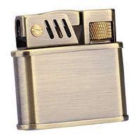 smallwoodi Cigarette Lighter,Vintage Windproof Cigarette Kerosene Flint Petrol Gasoline Refillable Lighter Brass Kerosene Windproof Lighter Rotating Wheel Winter Flower Copper Shell Silver Yellow