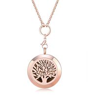 Mesinya Rose Gold Color 316L S.Steel Essential Oils Aromatherapy Diffuser Locket Necklace (Tree of Life 30mm)