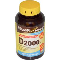 Mason Natural Vitamin D3, 2000 IU, Softgels, 120 ea