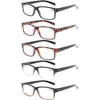 Reading Glasses 5 Pairs Quality Readers Spring Hinge Glasses for Reading for Men and Women (5 Pack Mix Color, 1.50)