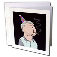 3dRose A Butt Faced dude at a party, smoking a cigarette, a black background - Greeting Cards, 6 x 6 inches, set of 12 (gc_179180_2)