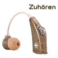 Zuhören Digital Hearing Amplifier with 6 Color Options. BTE (Behind-The-Ear Style) Sound Enhancer Amplifier. Come with 4 Sizes of Ear Buds. The P13 Cell Battery Last up to 95 Hours. (Zinc Brass)