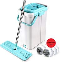 Microfiber Flat Floor Mop And Bucket Set, Professional Flat Squeeze Mop Pads For Wet Dry Floor Cleaning, Stainless Steel Handle And 360 Degree Swivel Head,A