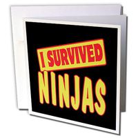 3dRose I Survived Ninjas Survial Pride And Humor Design - Greeting Cards, 6 x 6 inches, set of 12 (gc_118138_2)