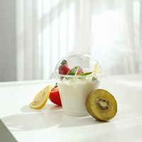 TashiBox 9 Ounce -100 Pack Plastic Cocktail Glasses with lids | Plastic Drinking Cups with Lids | Bulk Party Cups | Wedding Tumblers