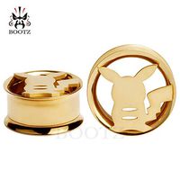 Ear Plug - 2017 Fashion Pair Selling Jewelry Stainless Steel Pikachu Ear Plugs Body Tunnels 2pcs lot Free Shipping Ear stretchers
