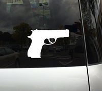 Pistol Silhouette #2 - Handgun Enthusiast Gun Rights - 5" White Vinyl Decal Sticker Car Macbook Laptop
