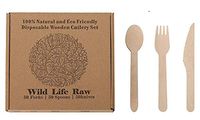 Biodegradable Wooden Cutlery Set | Disposable Wooden Cutlery Set | Eco Friendly Cutlery Set | Compostable Cutlery Set | Recyclable Cutlery Set | with 50 Forks, 50 Spoons and 50 Knives (150 Count)