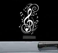 JS Artworks Treble Clef Music Notes Vinyl Decal Sticker (White)