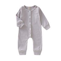 Vielone_Baby Baby Ribbed Bodysuit Newborn Long Sleeve Romper Soft Infant Cotton Jumpsuit Toddler Onesie Outfit Halloween Gray