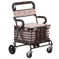 TYJ-USA Walker Old Shopping cart Folding can Push can sit Old Man Trolley Walker Scooter Buy Food Small cart (Color : A, Size : 504687cm)