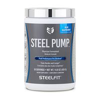 SteelFit Steel Pump - Pre Workout Supplement - Train Harder - Train Longer - No Crash or Jitters - Energy - Endurance - Focus - Pumps - Peak ATP - 30 Servings - Blue Raspberry