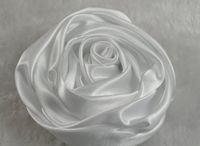 10pcs Big Satin Ribbon 3.4"Flower Appliques Wedding Bow (White)