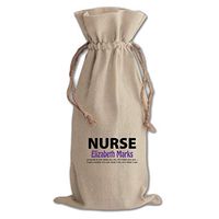 Personalized Custom Text Nurse Cotton Canvas Wine Bag Cotton Drawstring
