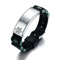 VNOX Custom Silicone Stainless Steel Medical Alert ID Tag Wristband Adjustable Identification Bracelet for Men