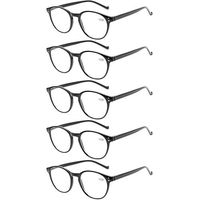 5 Pairs Reading Glasses - Standard Fit Spring Hinge Readers Glasses for Men and Women (5 Pack Black, 3.00)