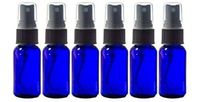 WALLER PAA Glass Spray Bottles - 6 Piece 1oz Cobalt Blue Small Glass Bottles Black Sprayer