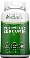 Purely Holistic Turmeric Curcumin 120 Veg Caps with BioPerine, 700mg, 95% Curcuminoids
