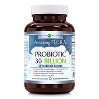 Amazing Flora Probiotic 13 Strains, 60 Veggie Capsules *Promotes Digestive & Immune Health *Supports Intestinal Health *Restores Natural Balance of Good Bacteria (30 Billion)