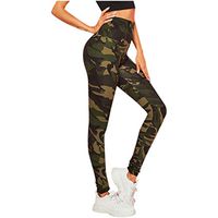 Ridkodg High Waist Camouflage Printed Yoga Leggings Side Pockets Comfortable Fit Workout Leggings Pants