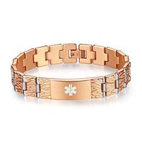 linnalove The Men's Medical Alert Bracelets Meridian Stainless Steel Medical id Bracelets for Men with Free Engraving(Rose Gold)-85