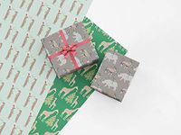 Safari Animal Christmas Gift Wrap Collection, 9 Easy to Store Folded Sheets of Giraffe, Meerkat, Rhino and Oryx Holiday Wrapping Paper, Made in America by REVEL & Co