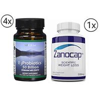 E3Live E3 Probiotics 8 Strains 50 Billion CFU 4 Bottles of 30 Capsules with Zanocap Scientific Weight Loss 1 Bottle