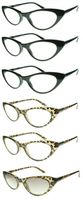 6 Pack Lightweight Cat Eye Style Plastic Reading Glasses Clear & Sun Readers (1.25, 6 Pack)