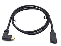 Kework 3.3ft USB 3.1 Type C Extension Cable, 90 Degree Angle Left & Right USB 3.1 Type C Male to Female Sync Charging and Data Transfer Cable Cord, Gold Plated Ends (Left & Right - FM)