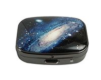 XUTAI Custom Personalized Square Stainless Steel Gun Silver Glass Travel Pill Case Vitamin Decoration Box (Galaxy Universe Stars Outer Space)