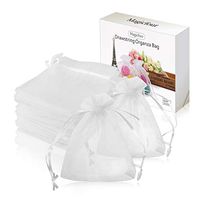 Magicfour 50 Pack 4x5 inches White Organza Bag,Drawstring Gift Pouch,Chocolate Mesh Gift Bag Wedding Bags,Sachet Bags Sheer Organza Pouches,Favor Jewelry Bags