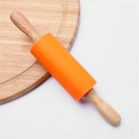 AGUIguo Mini Rolling Pin, Kids Size 9 Inch Wooden Handle Rolling Pin Non-Stick Silicone Rolling Pins for Home Kitchen Children Cake Cookies Pie
