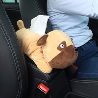 T-ZJHC Car armrest Box Cartoon Tissue Box Cute car Tissue Pack, Brown Mouth Light Coffee Dog