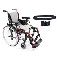 Karman S-Ergo 305 Ultra Lightweight Ergonomic Wheelchair | Adjustable Seat Height | Seat Size 16" X 17" | Frame Color Rose Red & Free Black Wheelchair Seatbelt!
