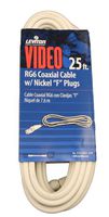 Leviton C6851-25W RG6 Coax Cable, Nickel Plated, 25-Feet, White