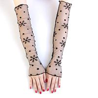 lipiny Women Ultra-Thin UV Sun Protection Cooling Arm Sleeves Long Half Finger Gloves for Driving Vacation Outdoor， Sheer Mesh Lace, Comfortable and Breathable.