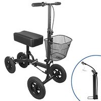 Steerable Knee Roller Walker Crutch Alternative Knee Scooter 4 Wheels for Adults Foot Injuries with Basket (Black)