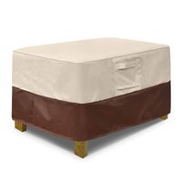 Vailge Rectangle Patio Ottoman Cover, Waterproof Outdoor Ottoman Cover with Padded Handles, Patio Coffee Table Cover, Heavy Duty Patio Furniture Covers (Large,Beige & Brown)