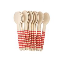 Youmewell Disposable Wooden Cutlery Red Striped Wooden Spoons 108 Count